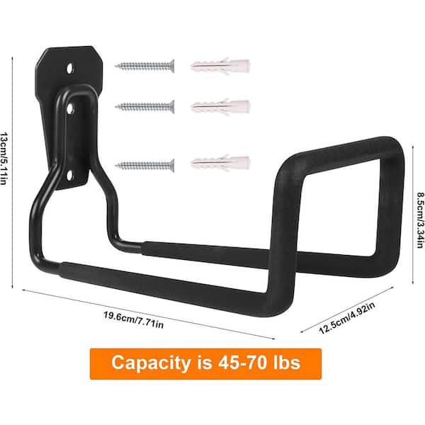 Cubilan - Metal Garden Heavy-Duty Hose Hook Wall Mount Hose Bracket for Outdoor Patio (1-Piece Black)