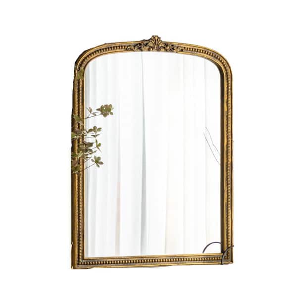 32.09 in. W x 42.52 in. H Classic Rectangle Gold Antiqued Wood Framed Accent Mirror