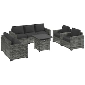 ark Gray 5-Piece Wicker Patio Furniture Set with Dark Gray Cushions