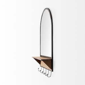 Medium Oval Brown Shelves & Drawers Modern Mirror (30.1 in. H x 19.7 in. W)