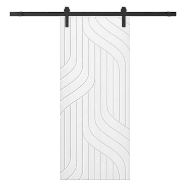 CALHOME 24 in. x 80 in. White Painted Composite MDF Paneled Interior Sliding Barn Door with Hardware Kit