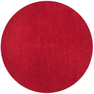 Laguna Shag Red 7 ft. x 7 ft. Round Solid Area Rug