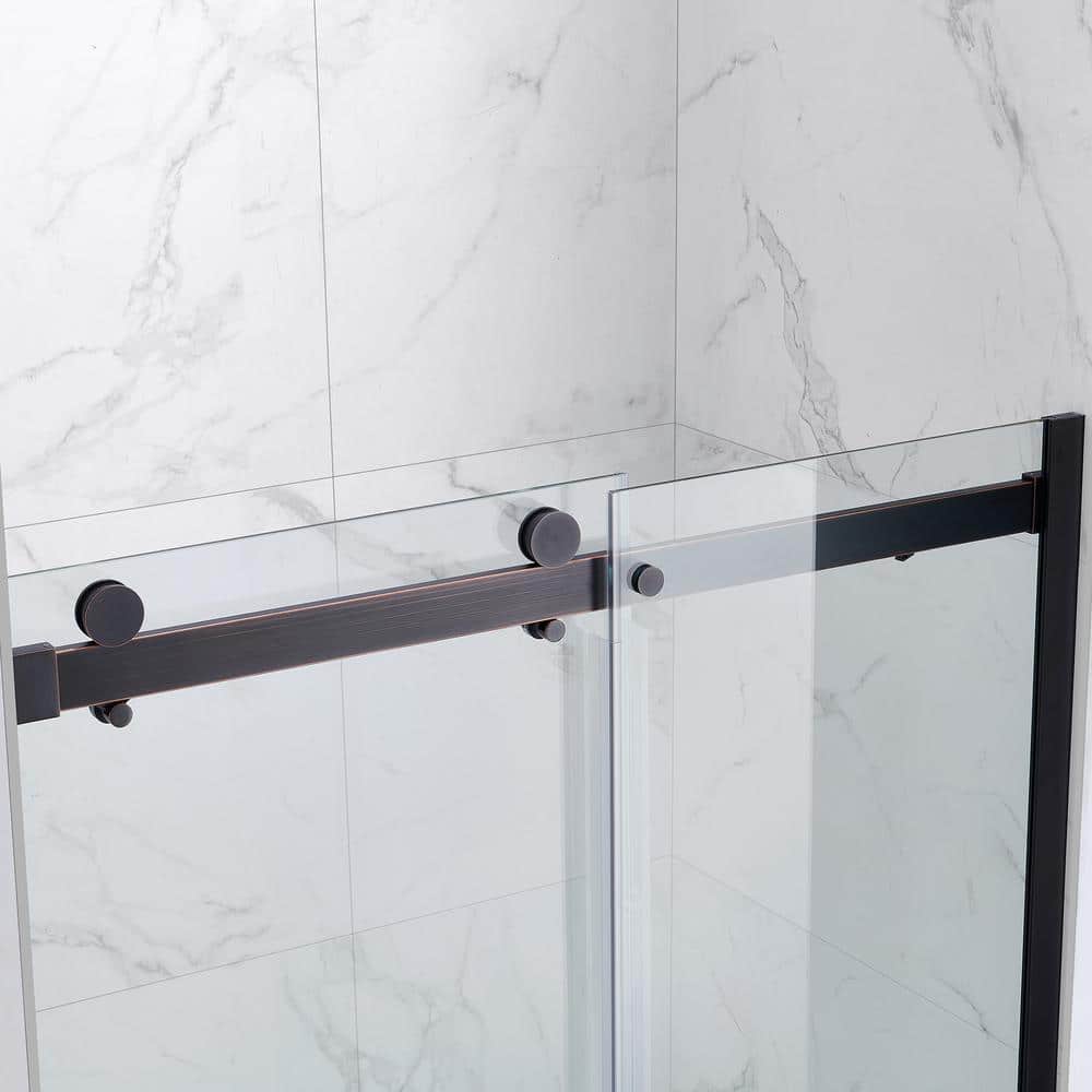 Bel 48" x 78.75" Oil-Rubbed Bronze Frameless Sliding Shower Door