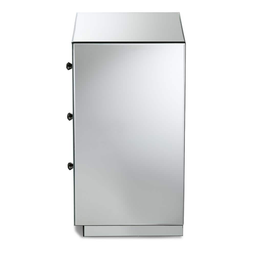 Lina Silver Mirrored 3-Drawer End Table