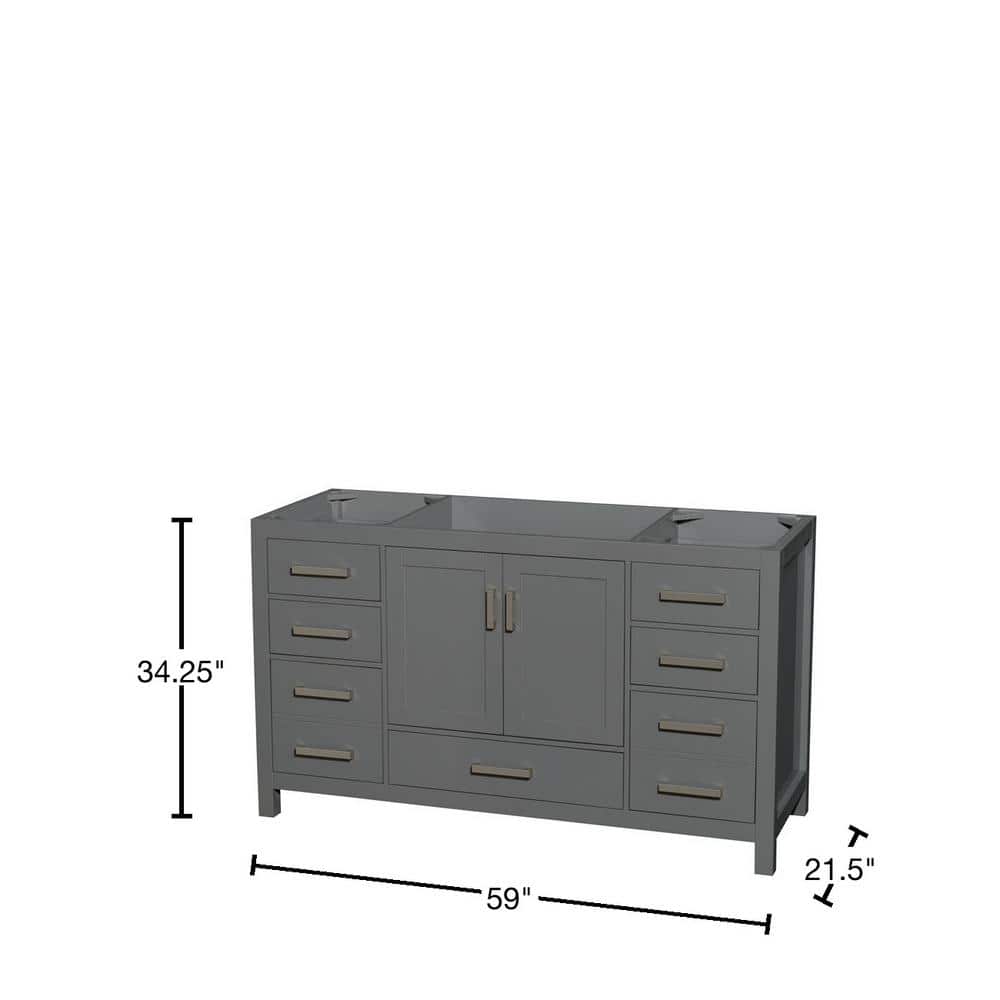 Sheffield 59'' Solid Wood Single Freestanding Vanity in Dark Gray