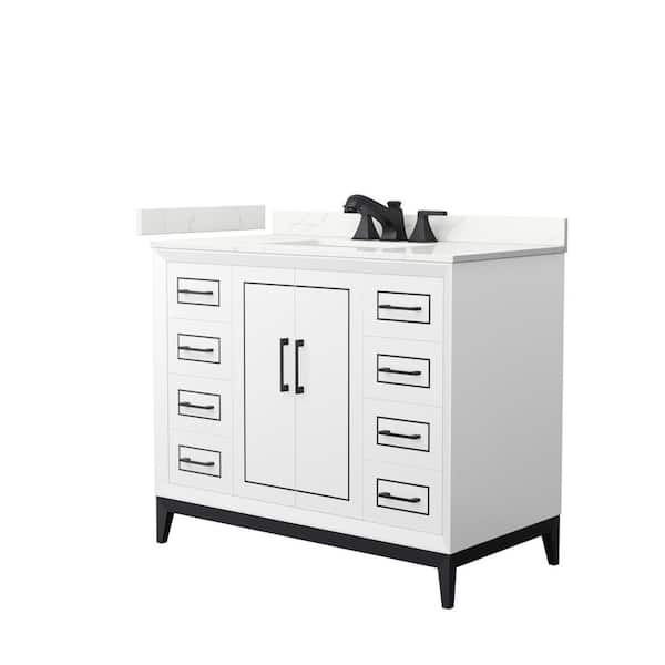 Wyndham Collection Marlena 42 in. W x 22 in. D x 35.25 in. H Single Bath Vanity in White with Giotto Quartz Top