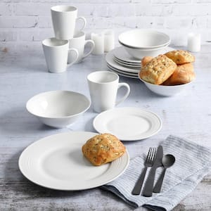 16-Piece Modern White Ceramic Dinnerware Set (Service for 4)
