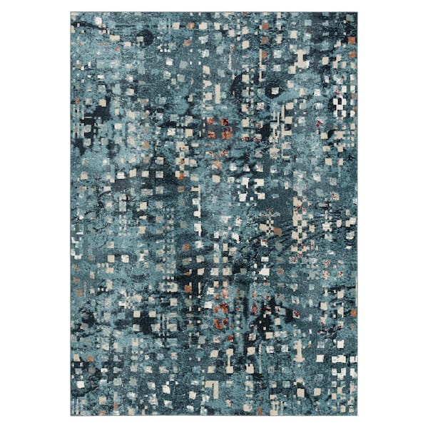 Everwash Treasure Eloise Navy Blue 6 ft. x 9 ft. Striped Machine Washable Area Rug