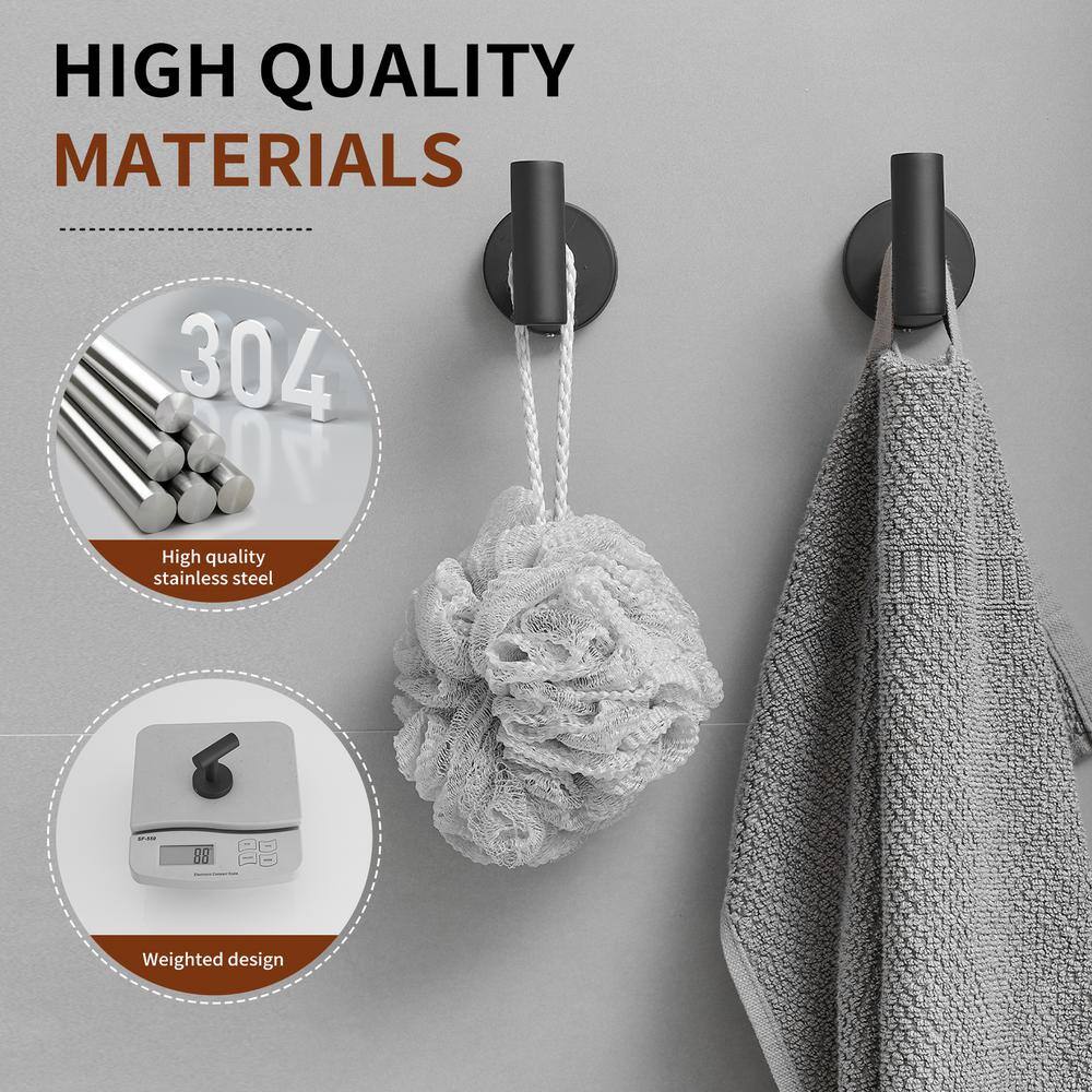 Matte Black Stainless Steel 6-Piece J-Hook Set