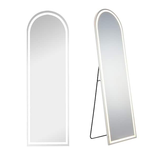 FIRNEWST 20 in. W x 63 in. H LED Light Rectangular Frameless Arched Full Length Mirror Floor Mirror with 3-Colors
