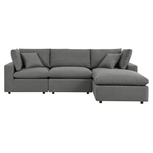 Commix 4-Piece Aluminum Outdoor Patio Sectional Sofa with Charcoal Cushions