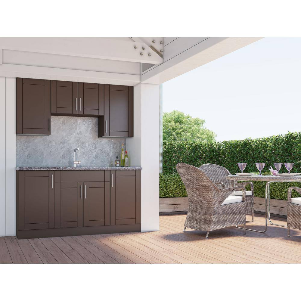 Weatherstrong Sanibel Dock Brown 22 Piece 67 25 In X 84 In X 25 In Outdoor Kitchen Cabinet Set Wse66wmk Sdb The Home Depot