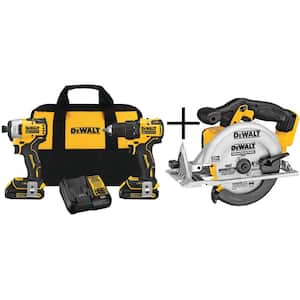 DEWALT ATOMIC 20-Volt MAX Cordless Brushless Compact Drill/Impact Combo Kit (2-Tool) with 6-1/2 in. Circular Saw