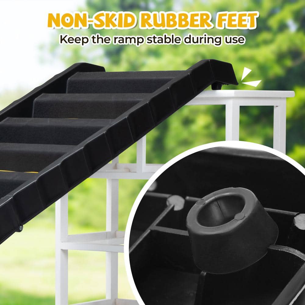Foldable Black Plastic Pet Ramp with Steps for Cars and Beds