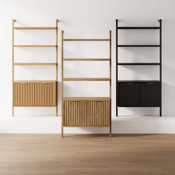 Nathan James Jasper 72 in. Tall Black Oak Solid Wood 3-Shelf