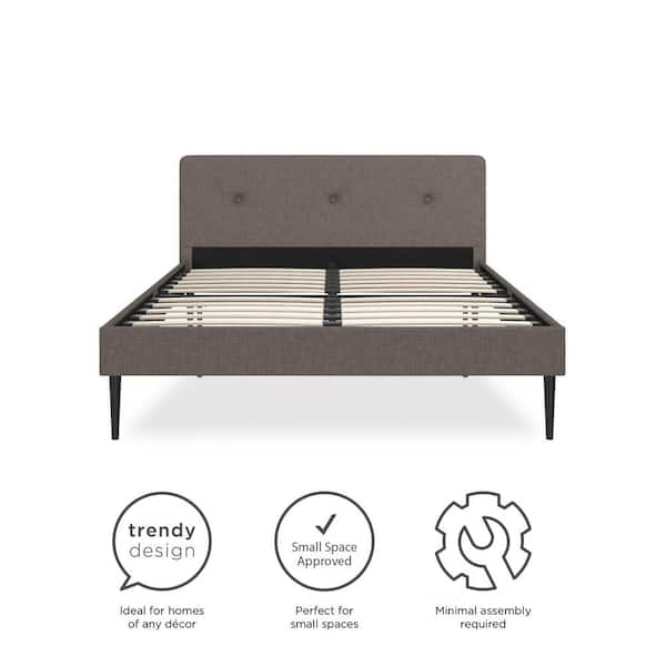 Novogratz Freddy Gray Linen Upholstered Queen Bed DA4060439N Novogratz Freddy Gray Linen Upholstered Queen Bed DA4060439N