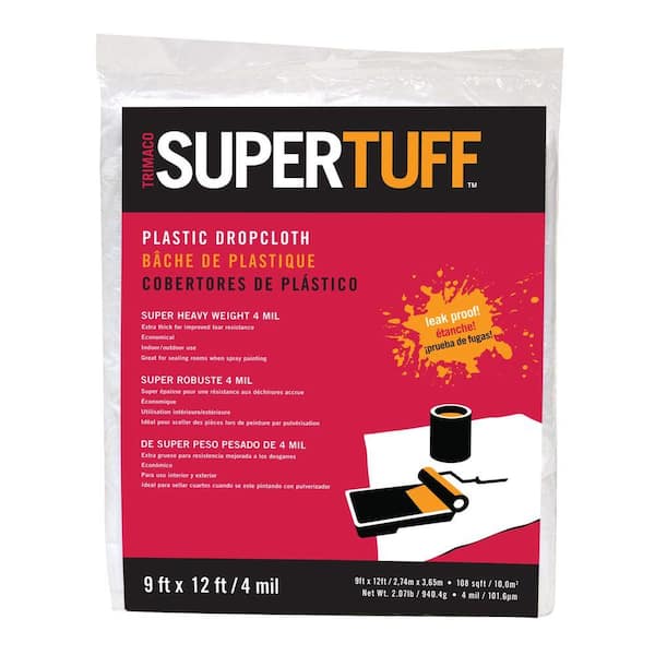 TRIMACO 9 ft. x 12 ft. 4-mil Plastic Drop Cloth