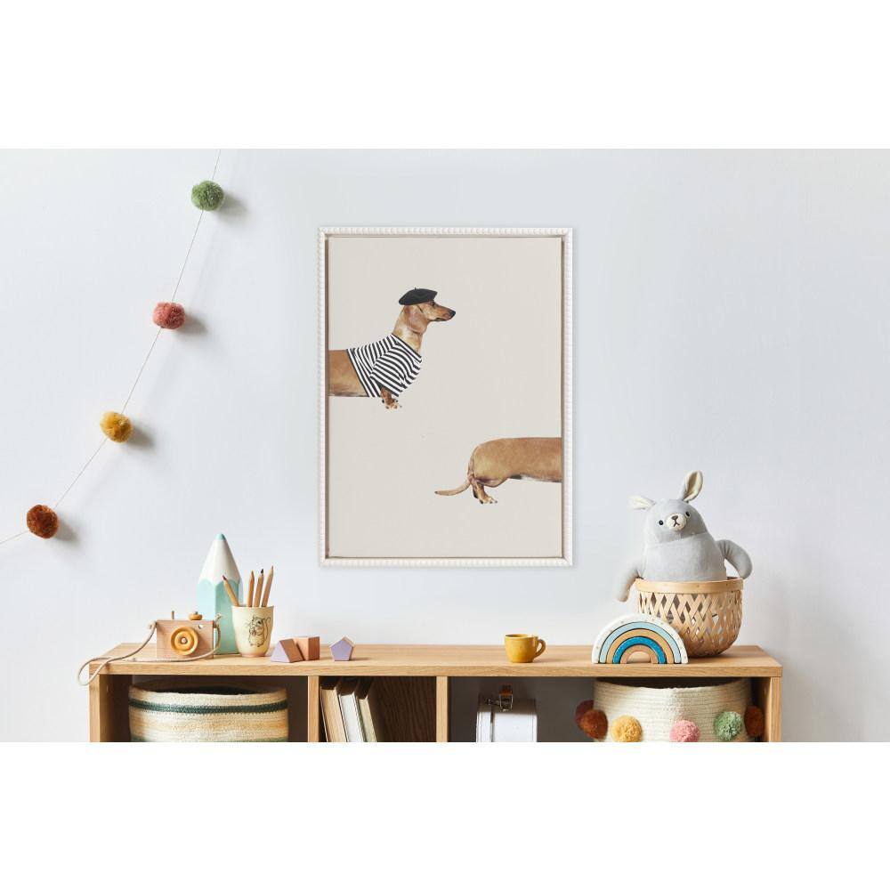 18"x24" White Beaded Frame Abstract Dog Canvas Art