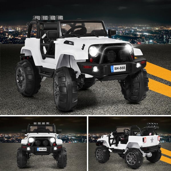 12V Kids Ride On Truck Car w/Bluetooth Remote Control MP3 Music LED Lights Black 