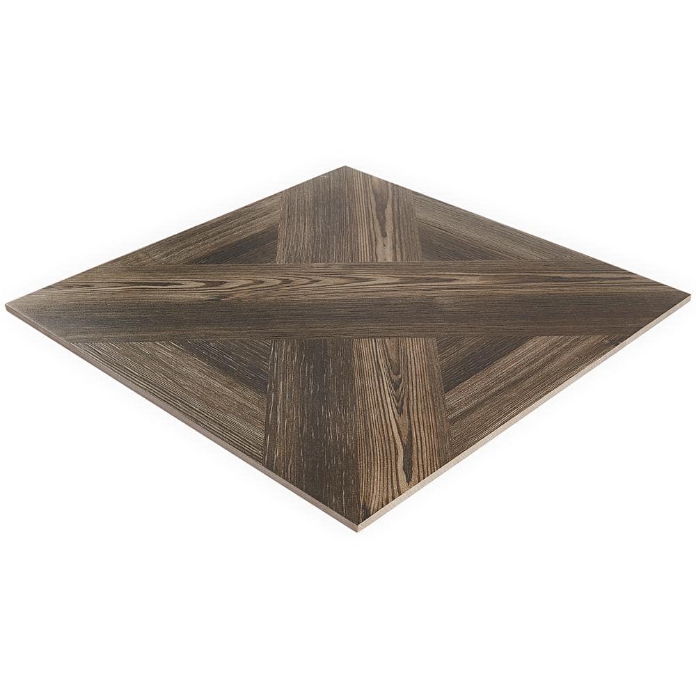 Teakwood 24" x 24" Matte Brown Porcelain Floor and Wall Tile
