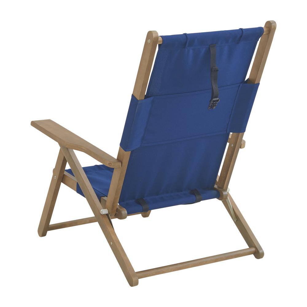 Blue Eucalyptus Wood Folding Camping Chair with Arms