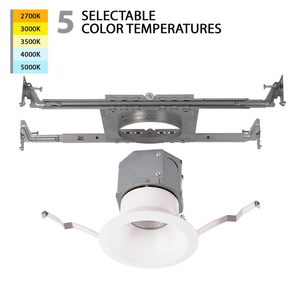 Pop-In 4 in. Round Adjustable CCT New Construction IC Rated Indoor/Outdoor Integrated LED Recessed Light Trim (1-Pack) price history on PriceWatchPro
