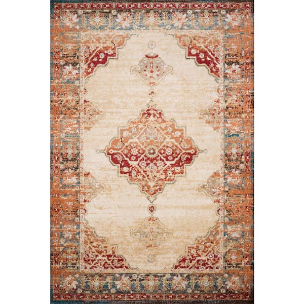 LOLOI II Isadora Ant. Ivory/Sunset 8 ft. x 10 ft. Transitional 100% Polypropylene Pile Area Rug