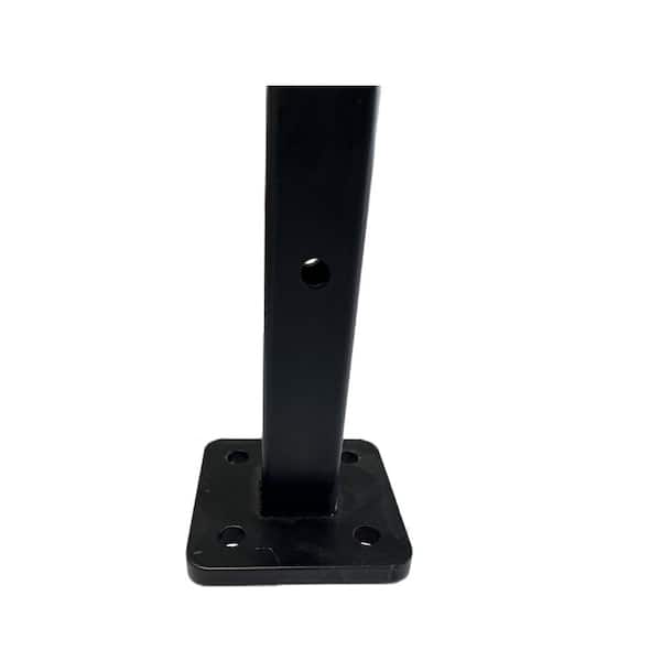 LH EP 3 in. x 3 in. x 1-1/3 ft. Black Metal Bottom Squared Post Holder for Installation Above Concrete EP Fence