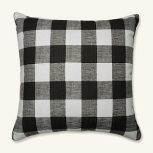 Black Square Outdoor Square Throw Pillow