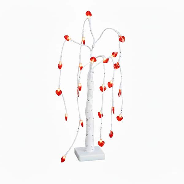 2 ft. Pre-Lit Artificial Valentine's Day Willow Tree with 24 Heart Shaped LED Lights