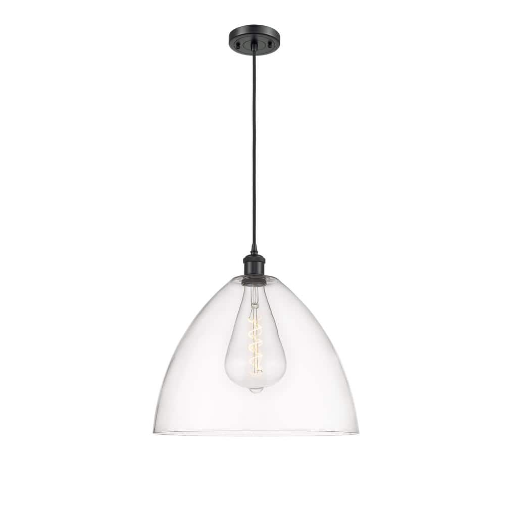 Innovations Bristol Glass 60-watt 1 Light Matte Black Shaded Pendant 