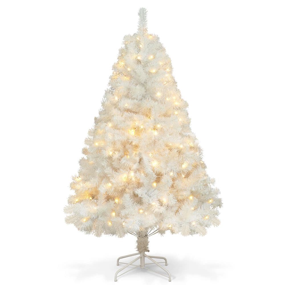 4.5 ft. White Pre-Lit LED Artificial Christmas Tree with 200-Lights with Foldable Stand price history on PriceWatchPro