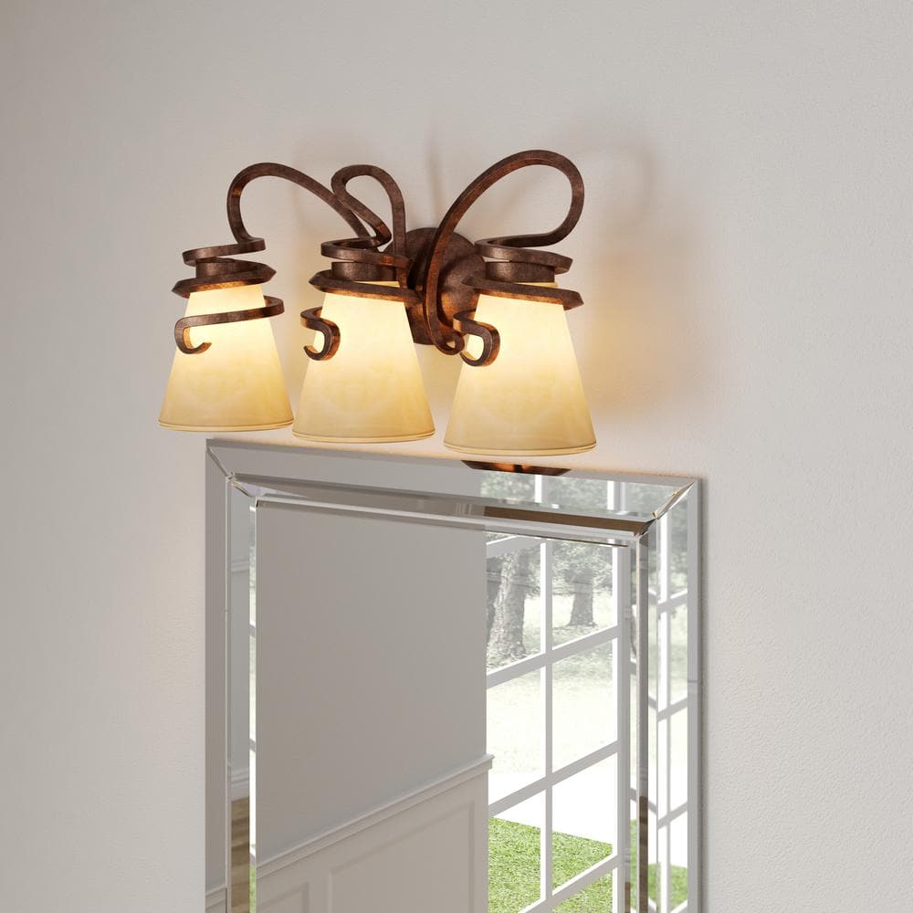 Tofino Bronze 3-Light Bath Vanity with Mabre Grabar Glass