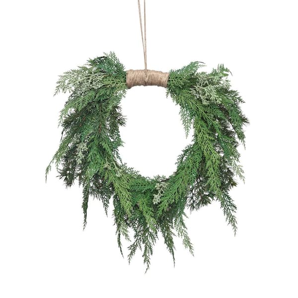 26 in. Green Artificial Natural Touch Cedar Heart Shape Hanging Wreath