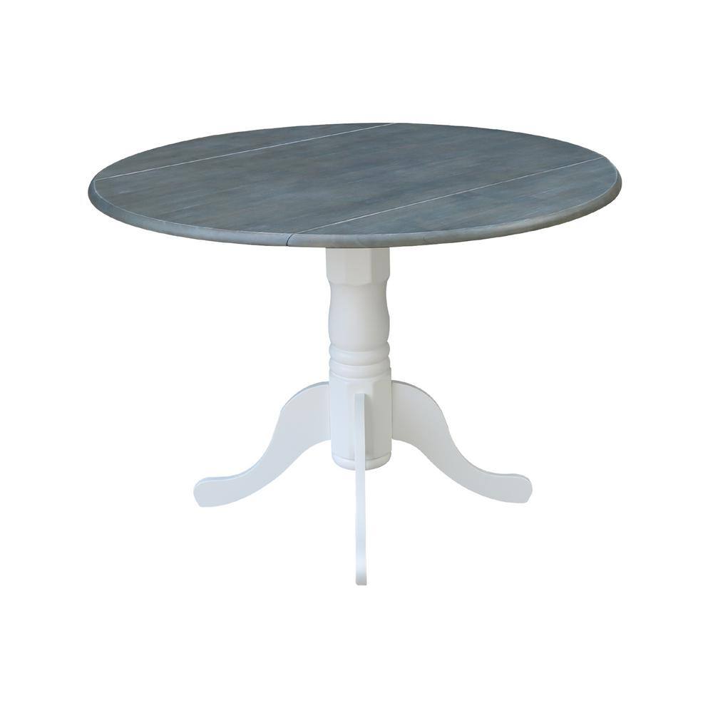 Heather Gray & White 42" Round Wood Extendable Dining Table