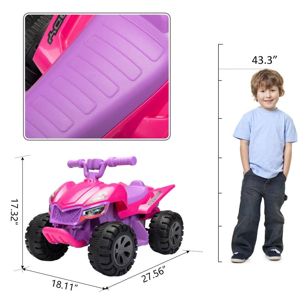 Pink 6V Kids Ride-On Quad with LED Lights and Music