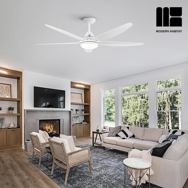 MODERN HABITAT LuxeFlow 56 in. Indoor White Ceiling Fan with LED