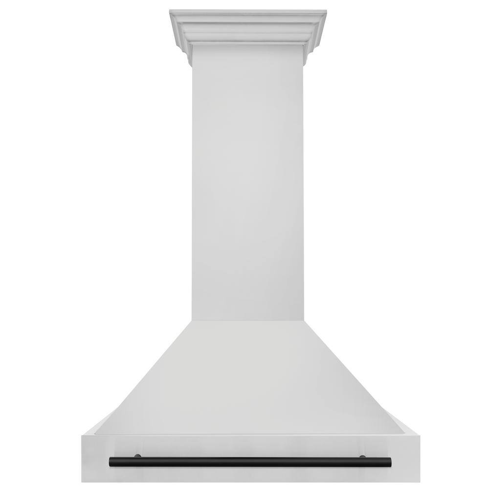 36 Inch Stainless Steel Wall Mounted Range Hood with Matte Black Handle