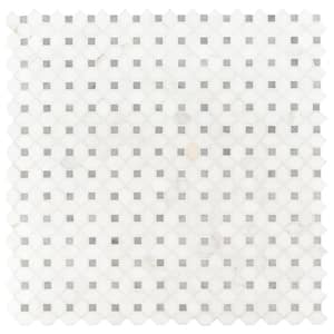 Bianco Dolomite 13 in. x 13.25 in. Polished Marble Look Floor and Wall Tile (10.6 sq. ft./Case)