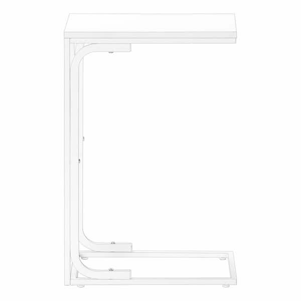Unbranded 25 in. White Laminate Accent Table C Shaped End Table, Contemporary, Modern