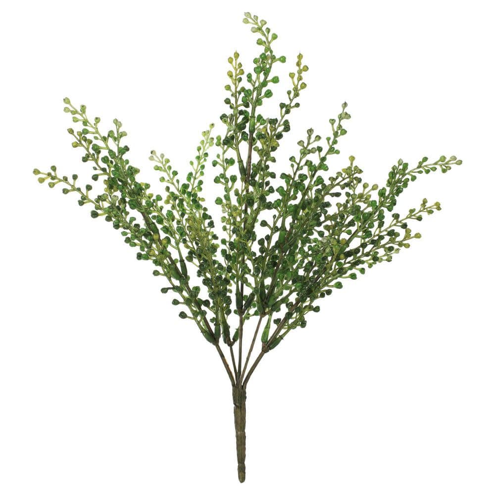 12.5" Green Plastic Eucalyptus Bush Spray for Tabletop Centerpiece
