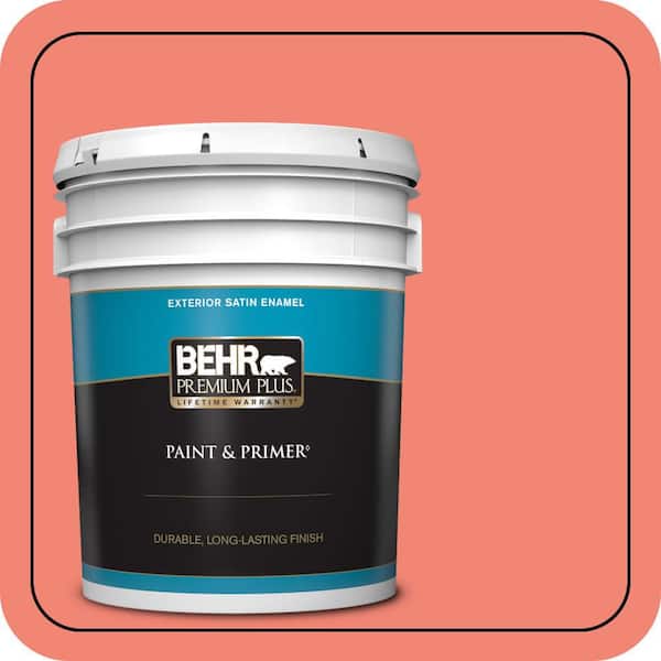 BEHR PREMIUM PLUS 5 gal. #T16-07 Coralette Satin Enamel Exterior Paint & Primer