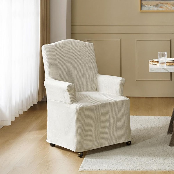 JAYDEN CREATION Adelina Tan Traditional Roll Arm Dining Chair with Hooded Caster Wheels