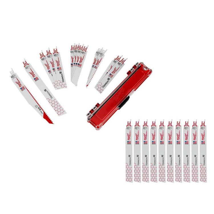 Milwaukee SAWZALL Nail-Embedded Wood and Metal Cutting BiMetal Reciprocating Saw Blades 5 TPI (13 PC) w/ 5 additional TORCH Blades