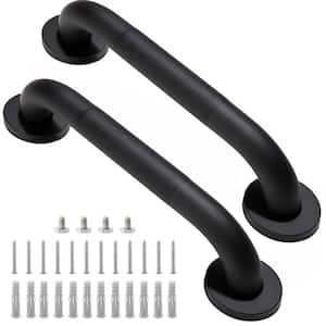 12 in. Shower Grab Bar in Black, 304 Stainless Steel Anti-Slip Bathroom Grab Bar, Handicap Shower Grab Bar (2-Pack)