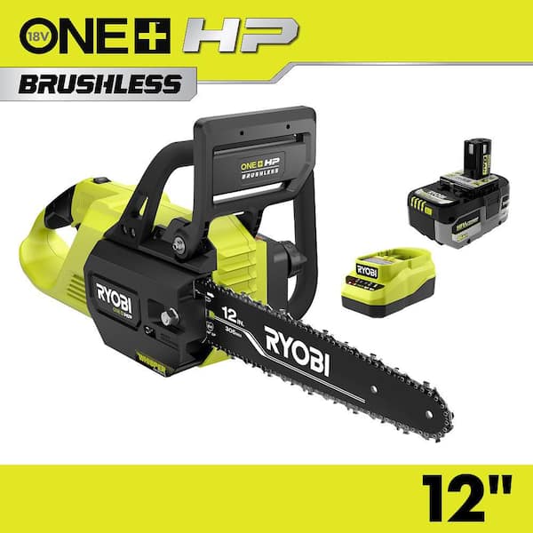 ONE+ HP 18V Brushless Whisper Series 12 in. Battery Chainsaw with 6.0 Ah Battery and Charger