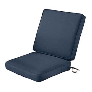 Montlake FadeSafe 20 in. W x 24 in. H Outdoor Dining Chair Cushion with Back in Heather Indigo
