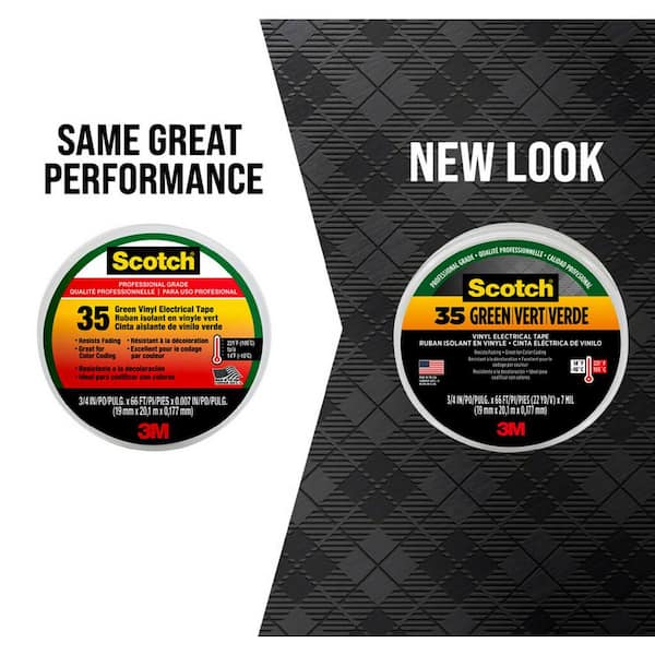3/4 in. x 66 ft. x 0.007 in. Green & White Combo Pack #35 Vinyl Electrical Tape Stretchable long-lasting adhesion
