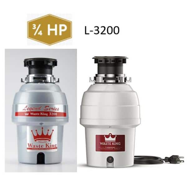 WasteKing Legend Series L-3200 3/4 HP Continuous Feed Operation Garbage Disposer 
