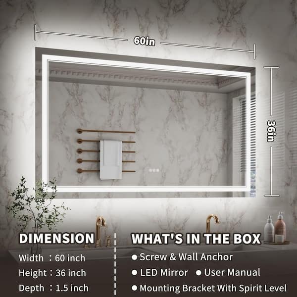 ExBrite 60 in. W x 36 in. H Rectangular Frameless Crystal Clear